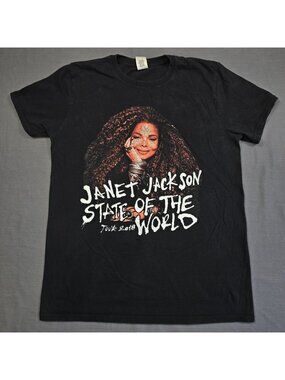 Medium Unisex T-Shirt Black Janet Jackson State Of The World Tour 2018